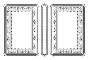 وکتور کادر و حاشیه گلدار خطی سیاه سفید
